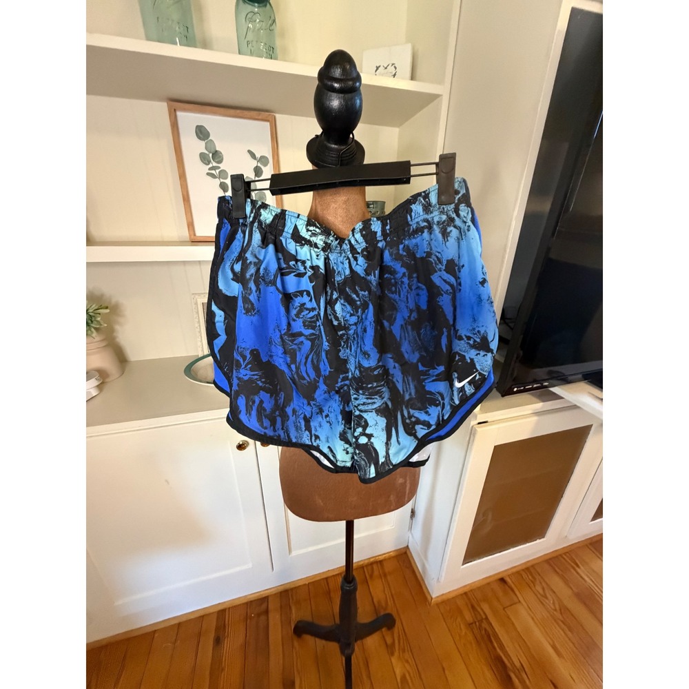 Nike Dri-FIT Tempo Running Shorts Blue Black Abstract Marble Print XL